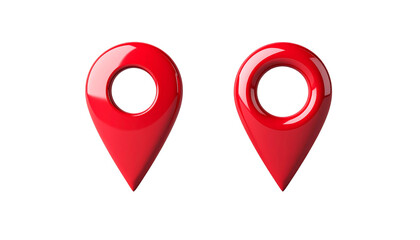 Red Location Pin Icon Set isolated on transparent background