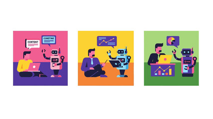 Human and Robot Collaboration in Content Creation and Business Analysis