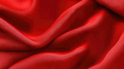 Close-up view of vibrant red fabric, showcasing intricate folds and subtle texture.