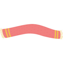 Cartoon Pink Scarf With Yellow Stripes and Fringes Isolated On White Background Vector Illustration