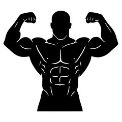 Fototapeta premium Human Muscles Silhouette, Strong Bodybuilder Pose