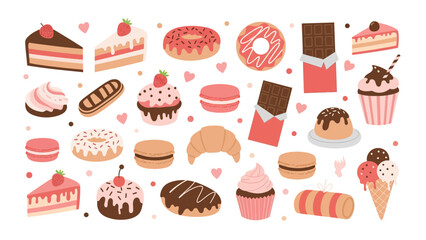 Sweet Treats: A Colorful Vector Illustration of Assorted Desserts