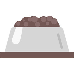 Cartoon Pet Food Bowl Filled With Brown Kibble On A Transparent Background Simple Flat Design