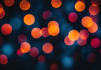 Bokeh effect with vibrant orange and blue blurred circles
