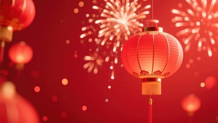Red lanterns and fireworks