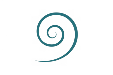 Abstract teal spiral line drawing on transparent background creating continuous movement and elegant curve