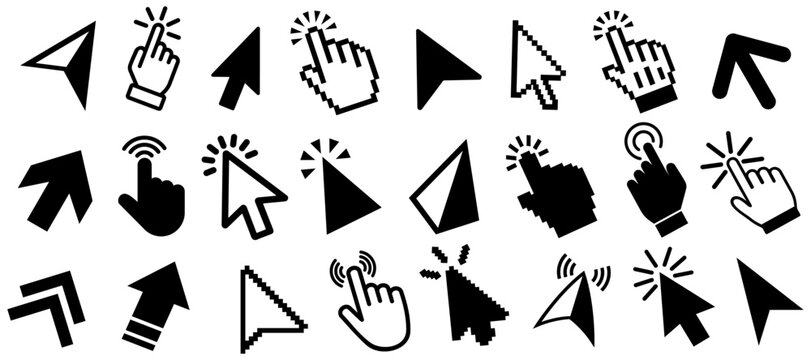 set collections pointer mouse cursor icon. clicking computer arrow. hand cursor symbol design vector illustration