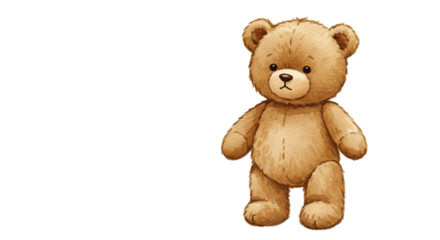 Cute Brown Teddy Bear Illustration Isolated On Transparent Background