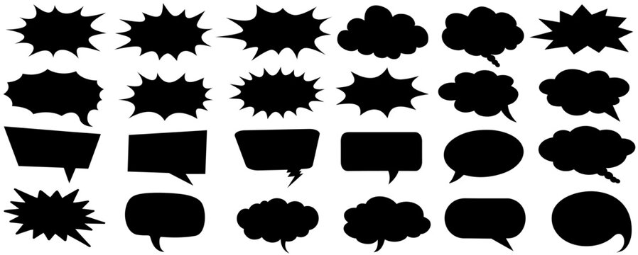 vector set speech bubble collection. comic blast silhouette template Cartoon burst explosion design illustration