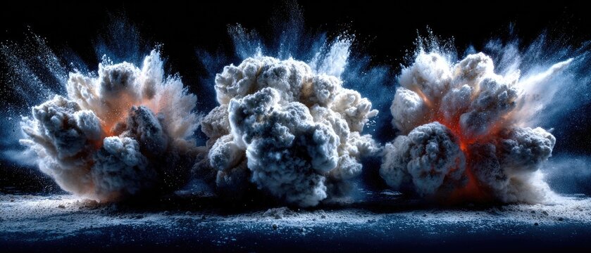 Triple explosion of dust on a dark surface