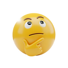 Fototapeta premium Curious emoji pondering a complex question with a thoughtful expression, perfect for conveying contemplation and decision-making in any project.