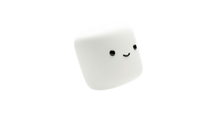 Cute White Marshmallow Character Floating Isolated On Black Background