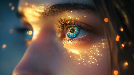 A glowing circle of light draws focus at the center, radiating soft luminous beams on a dark background, creating a minimalist, abstract, and visually captivating effect.
