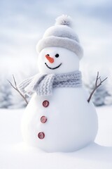 Obraz premium Snowman outdoors winter nature.