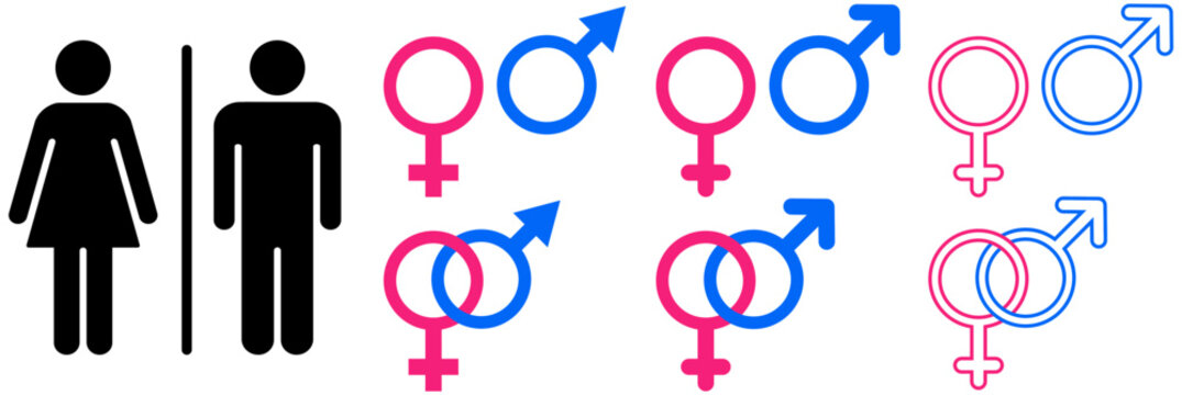 set male and female gender icon. man women arrow sign marriage couple symbol design vector illustration