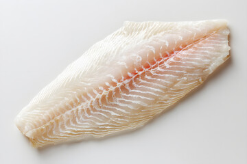 Raw Fresh Cod Fillet Displayed on a White Background for Culinary and Food Styling Inspiration