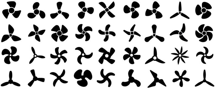 set vector electric Fan icon. propeller symbol. cooler conditioning sign design illustration