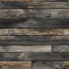 Seamless Dark Weathered Reclaimed Wood Wall Texture: Rustic Horizontal Planks Background