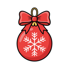Red ornament ball with snowflake and bow
