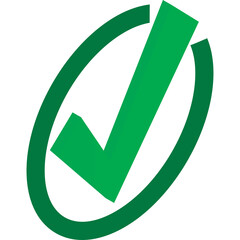 Green Check Mark Symbol Inside An Oval Ring With A Transparent Background Representing Approval And Correctness