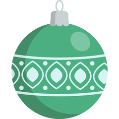 Green Christmas Ornament With White Decorative Pattern Transparent Background Festive Holiday Decoration