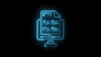 Neon computer monitor displaying digital document with equations and mathematical concepts - Powered by Adobe