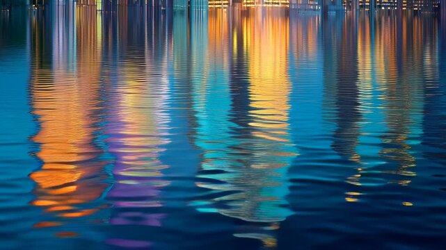 Skyscraper River Twilight Reflections/高層ビル川黄昏反射4