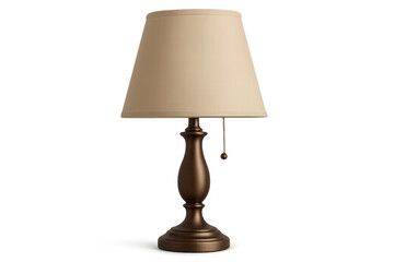 Obraz premium Classic table lamp providing warm ambient light, featuring a elegant brown base and beige lampshade, transparent background