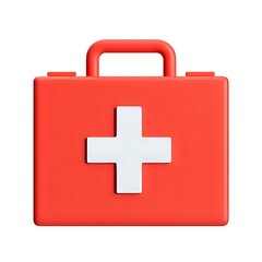 Obraz premium Red first aid kit with a white cross isolated on a clean white background shot