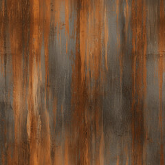 Seamless Grungy Corten Steel Texture: Vertical Rust Streaks on Weathered Metal Surface