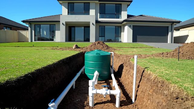 Septic Tank Installation Plumbing System Home Exterior