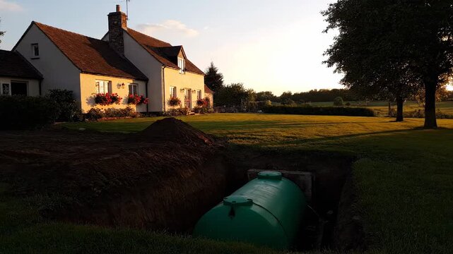 Septic Tank Installation in Residential Yard