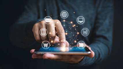 Seamless mobile shopping experience with digital touchpoints, connecting customers to global markets with a tap, unlocking potential and growth.