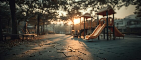 Park playground at sunset