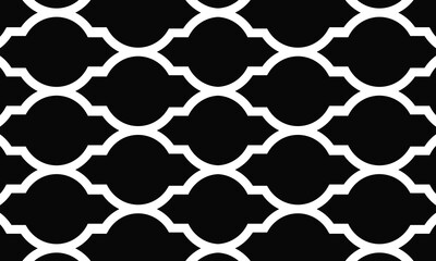 Seamless Black and White Quatrefoil Trellis