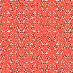 Modern geometric mosaic pattern of abstract rounded shapes, arcs, arches Minimalistic design Scarlet, red, gray muted pastel tones