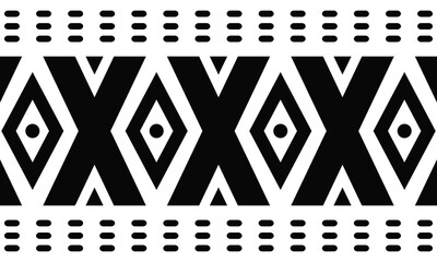Monochromatic Geometric Tribal Border Pattern