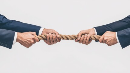Tug-of-War: A symbolic visual depicting a competitive business challenge, the scene captures the essence of strategic conflict and determination as hands engage in a tense tug-of-war.