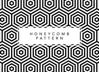 Black and White Honeycomb Geometric Pattern