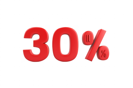 Red thirty percent discount isolated on a transparent background