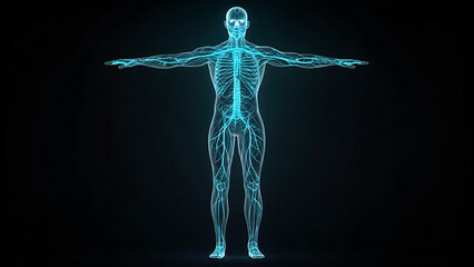 Obraz premium Digital human body with glowing lines, representing future technology