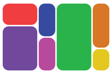 A colorful and geometrically pleasing arrangement of rounded rectangular shapes against a white background