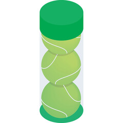 Green Hourglass With Three Tennis Balls Inside On A Transparent Background Representing Time And Sports
