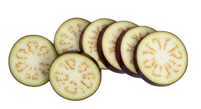 Fresh Sliced Eggplant Isolated on Black Background Healthy Vegetable Food