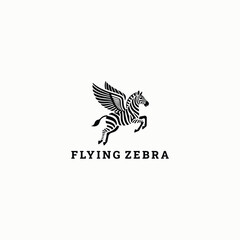 Obraz premium Flying zebra logo template vector illustration design