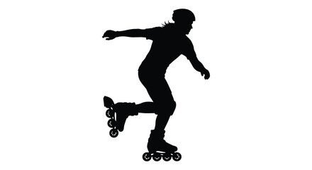 Dynamic silhouette of a person roller skating with arms outstretched in a graceful pose silhouette