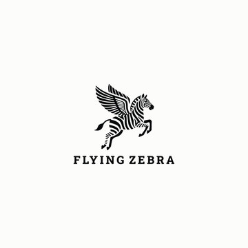 Flying zebra logo template vector illustration design