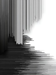 Grayscale bars cascade, forming blurred lines