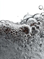 Foamy brown liquid. Air bubbles texture. Close-up shot