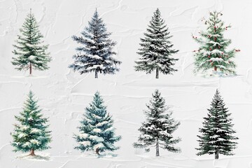 Fototapeta premium Watercolor Christmas tree design element set